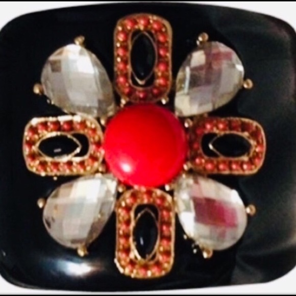 Stella & Dot | Crystal Encrusted Black Resin Bold Maltese Power Cuff Bracelet - Picture 3 of 7